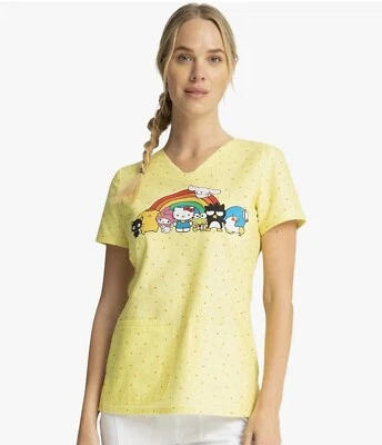 Hello Kitty Cherokee Scrubs Tooniforms Sanrio V Neck Top TF772 Keroppi Chibi - Image 1 of 4