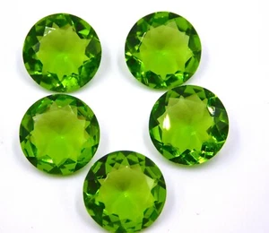 14 MM Lab Created Peridot Round Cut Lot Loose Gemstone 36 Cts 5 Pcs P-2378 - Picture 1 of 5