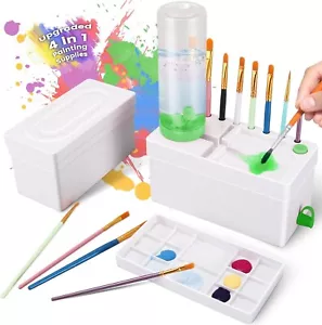 4-in-1 Paint Brush Cleaner Rinser Holder with Palette for Acrylic & Watercolor - Picture 1 of 6