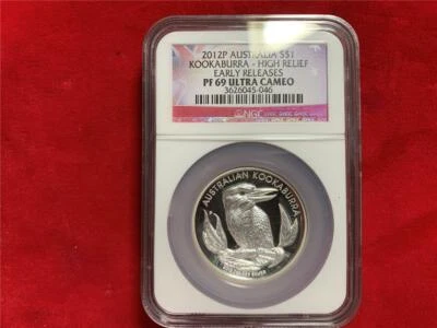 AUSTRALIA 2012-P $1 KOOKABURRA HIGH RELIEF 1 OZ. .999 SILVER NGC PF-69 ULTRA CAM - Image 1 of 4