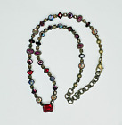 Sorrelli Red Multicolor Crystals Classic Tee Tennis Necklace Retired Bronze