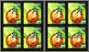 2x CANADA 2009 CANADIAN LADY BEETLE INSECT FV FACE 8 CENT MNH STAMP BLOCK LOT - Picture 1 of 2