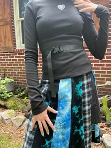 Punk Rave Women's Sz S Long Sleeve, Loops on Neck Blk w/ Chest Graphic - Picture 1 of 6