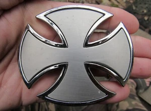 De Colección CRUZ DE HIERRO Hebilla de Cinturón 3D Maltés Celta Motociclista Cruzado MC Plata RARO EN MUY BUENA CONDICIÓN+ - Imagen 1 de 4