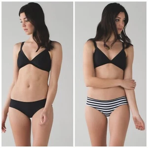 Lululemon Deep Sea Swim Top A/B sz 6 + Salty Swim Hipster, sz 6 reversible black - Picture 1 of 9