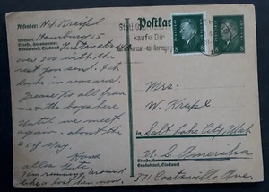1929 Germany Postcard ties 2 stamps cd Hamburg to Salt Lake City - Picture 1 of 2