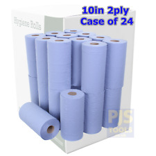 24 x Blue 2ply hygiene roll wiping tissue 10in 250mm 40m