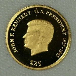 2000 Liberian $25 John F Kennedy. Proof Gold .73grams. - Picture 1 of 3