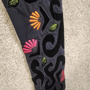 Brazil Roxx Black Velvet Embroidered Floral Legging Sz M Retail $179 Brazilroxx - Picture 1 of 10