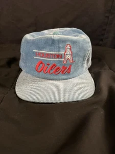 1980s 80s Houston Oilers NFL Annco Corduroy Hat Cap Snapback Rare Vintage Blue - Bild 1 von 4