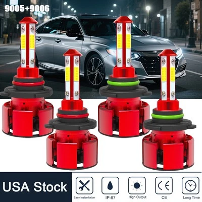 9006 9005 Kit de faros LED Combo Bombillas 12000K Alto Bajo Haz Super Brillante Blanco Foto 1 de 4