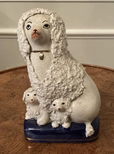 Vintage Fitz and Floyd Konfetti Pudel mit Welpen Staffordshire Stil 7,5 Zoll  - Bild 1 von 11