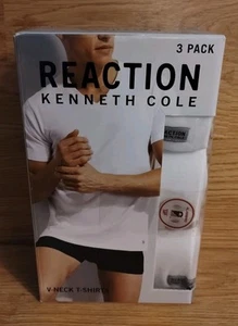 KENNETH COLE Men's 3-Pack White V-Neck T-Shirt Size XL Pure 100% Cotton NWT - Picture 1 of 7
