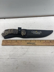 Camillus 11" Titanium Bonded Drop Point Hunter Fixed Blade Knife w/ Sheath Camo - Picture 1 of 15