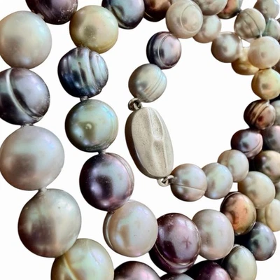 Honora Collection Multi Color Pearls 32” Necklace with Silver Clasp. 86g heavy - Image 1 of 4