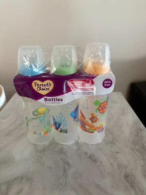 Parents Choice 3 Pack of Bottles 9 oz BPA Free 0+ Months - READ BELOW - Image 1 of 4