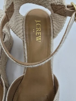Alpargatas para mujer J.CREW Sevilla tacón de cuña, 3 pulgadas, lona beige, talla 8,5 Foto 1 de 4