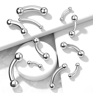 20g 18g 16g 14g 12g 10g Curved Barbell Eyebrow Ring Tongue Snake-Eyes Piercing - Picture 1 of 30