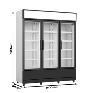 Getränkekühlschrank Kühlschrank Glastürkühlschrank fahrbar 8 Rollen 3 Glastüren - Bild 1 von 14