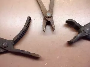 Lot of 3 Vintage Blacksmith Tongs Pliers Old Forging Tools 15"-17" Long LQQK BL - Picture 1 of 6