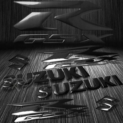3D 5.75" Logo+Letter Decal+6.25"GSXR Fairing Emblem Sticker Suzuki Glossy Black - Image 1 of 4