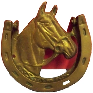 Llamador de puerta de herraduras cabeza de caballo grande vintage latón macizo aprox 5" x 5" Taiwán - Imagen 1 de 3