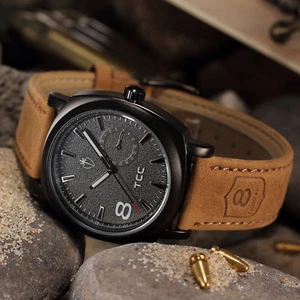 CURR Militar Ejército Cuarzo Reloj de Pulsera Para Hombre Cuero Moda Calendario TccFeiYue - Imagen 1 de 5