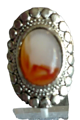 großer Achat Folklore SteinSchmuck Ring rot Tibet Silber verstellbar NEU + TOP - Bild 1 von 3