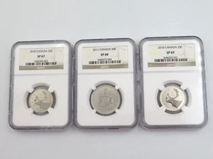 Lot of 3 - 2010, 2011 Canada 25C, 50 cents - NGC Graded SP 67, 68, 69 - Picture 1 of 2