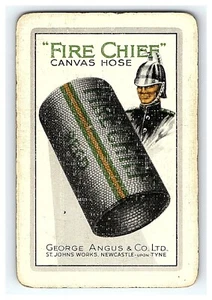 Vtg Fire Chief Canvas Hose Card Swap Single Playing Advertising Geo. Angus & Co - Picture 1 of 2