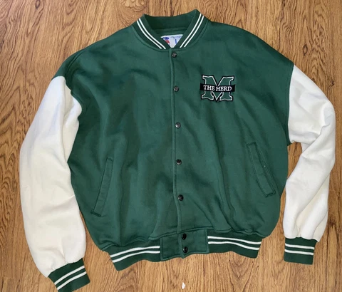 Vintage Russell Athletic Marshall Thundering Herd Mens Sweatshirt Jacket Large Cover