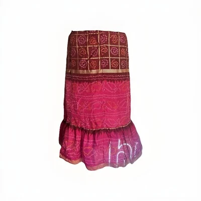 DE COLECCIÓN Y2K Falda Seda Hale Bob Tiro Bajo Midi Falda Boho Hada Cabricho XL Grande Foto 1 de 4