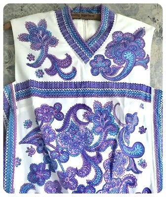 Vntg 60s Vera Neumann Designer Vntg Dress 12 Purple Paisley Hippie Mod/GoGo - Image 1 of 4