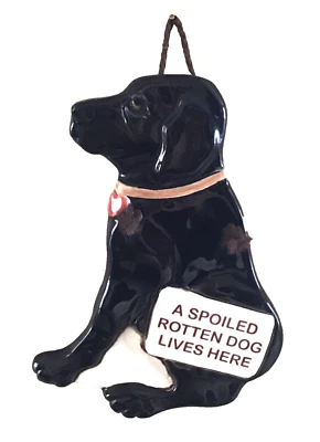 Placa de pared de cerámica Smokey Mountain Pottery Black Lab Dog de colección 1994 Foto 1 de 4