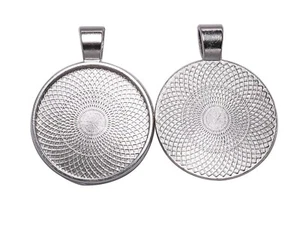 5Pcs Round Pendant Trays Blanks Cabochon Setting Base Inner 25mm DIY Jewelry - Picture 1 of 2