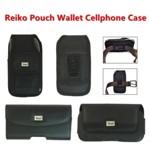 Reiko Samsung Galaxy s9+ Apple i7 i8+ Large Leather Pouch Black Clip Wallet Case - Picture 1 of 12