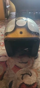 Adult small Fulmer V2 DOT Open Face Motorcycle helmet - silver gold pattern - Picture 1 of 4