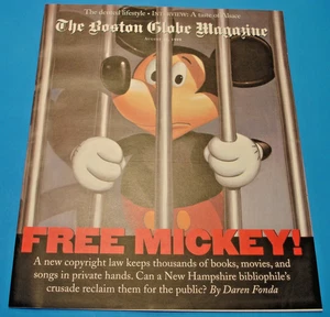 Mickey Mouse "Free Mickey!" Copywrite Artikel Boston Globus 29. August 1999 EX - Bild 1 von 2