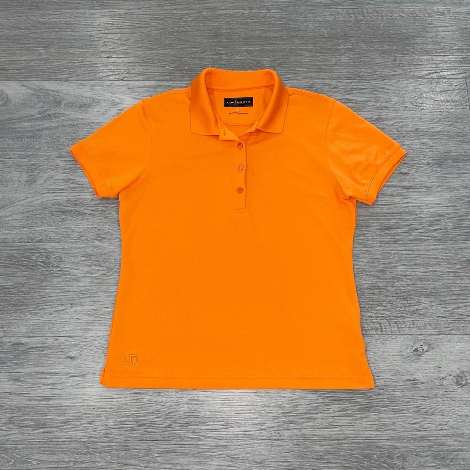Polo de golf grande Loudmouth para mujer con logotipo naranja mangas cortas cómodo Foto 1 de 4