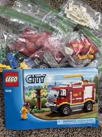 LEGO City #4208  4 x 4 Fire Truck 100% Complete w/ Instruction & Minifigure