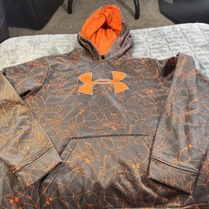 Youth Size Large Under Armour Hoodies Orange And Brown - Picture 1 of 7