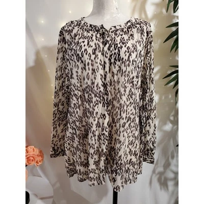 Lucky Brand женщин чистый леопард животных печать кнопка блузка верхний размер 3 X Mob жена - Изображение 1 из 4