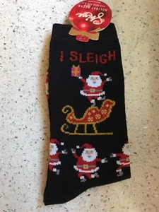 Mujer Papá Noel Temático Crew Calcetines Navidad Nuevo con Etiquetas I Trineo - Imagen 1 de 3