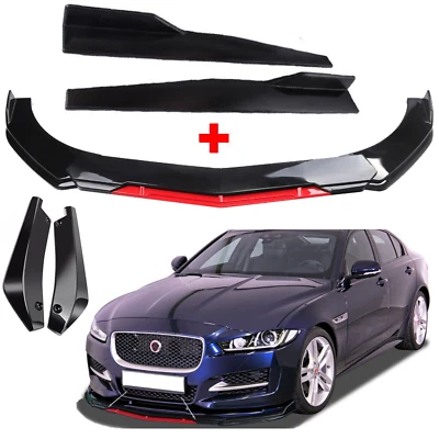 Front Bumper Lip Splitter Spoiler Body Kit + Side Skirt For Jaguar XE XF XJ - Imagem 1 de 4