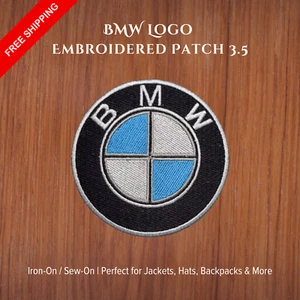 BMW Logo Patch 3.5" Embroidered Iron-On Sew-On Badge for Jackets Hats Bags - Picture 1 of 6