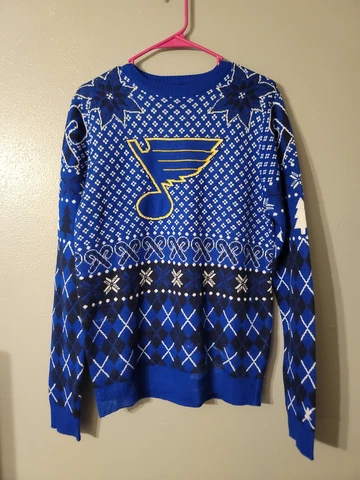 NHL Hockey St Louis Blues Team Sweater Ugly Christmas Ice Size S Cover