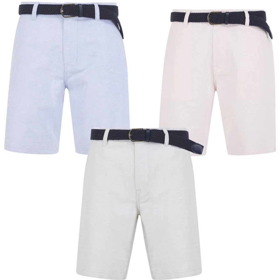 Men's Tokyo Laundry Chino Oxford Shorts With Belt Summer Cotton Short Pants - Image 1 of 1