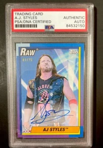 Tarjeta coleccionable Topps Heritage WWE 2021 AJ Styles firmada #01/25 PSA ADN losado - Imagen 1 de 2