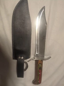 Cuchillo de caza de 14 pulgadas hecho en Pakistán con funda de cuero espada vintage genial - Imagen 1 de 5