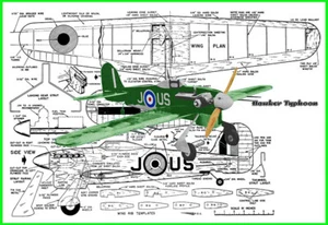 Model Airplane Plans (UC): Hawker Typhoon 31" Combat for .09-15 by Paul DelGatto - Picture 1 of 2